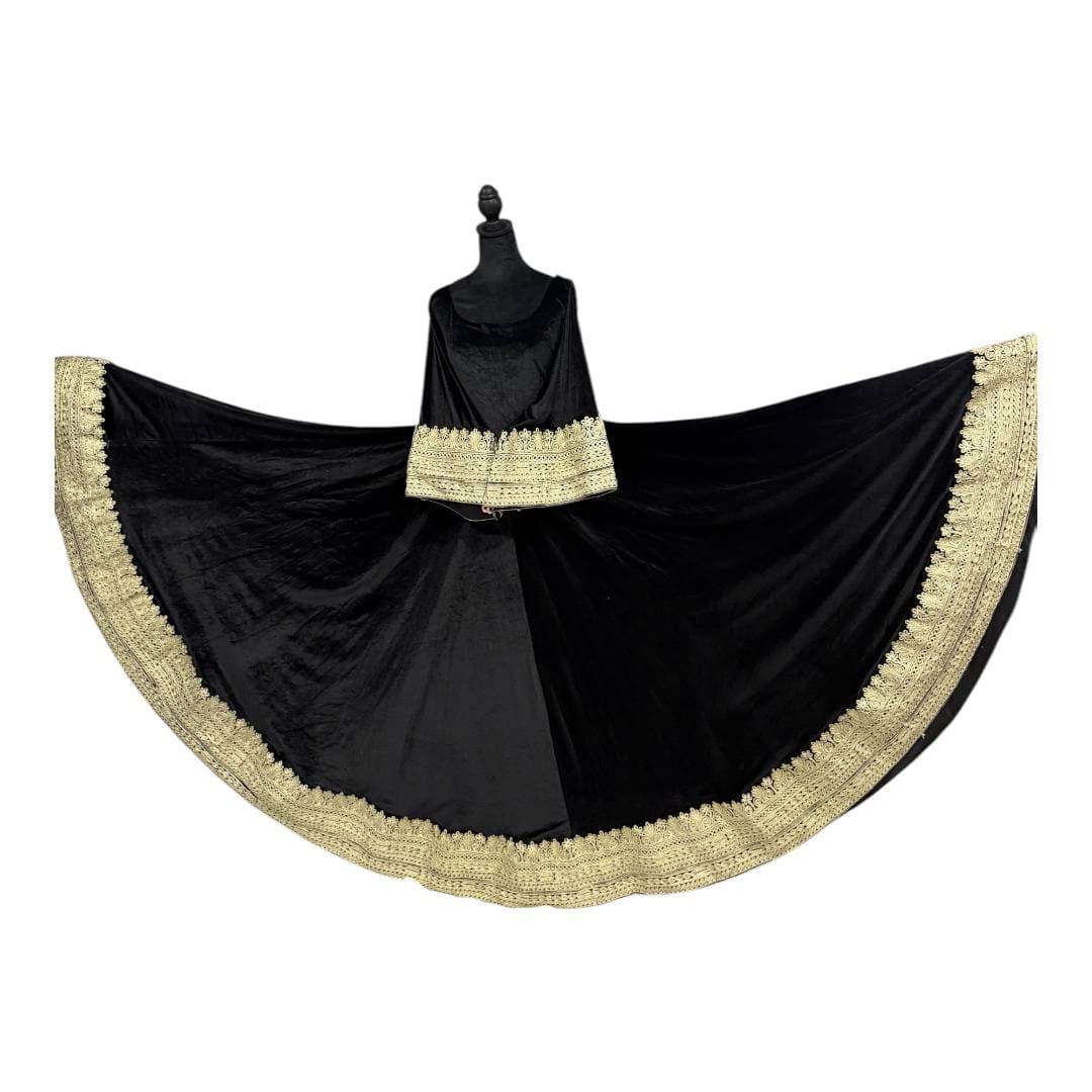 Velvet Long Black & Gold